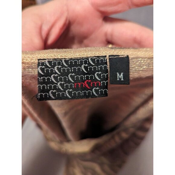 Gold Sparkle Animal Print Women's Size Medium Rush Side Balloon Sleeve Blouse - Picture 5 of 10